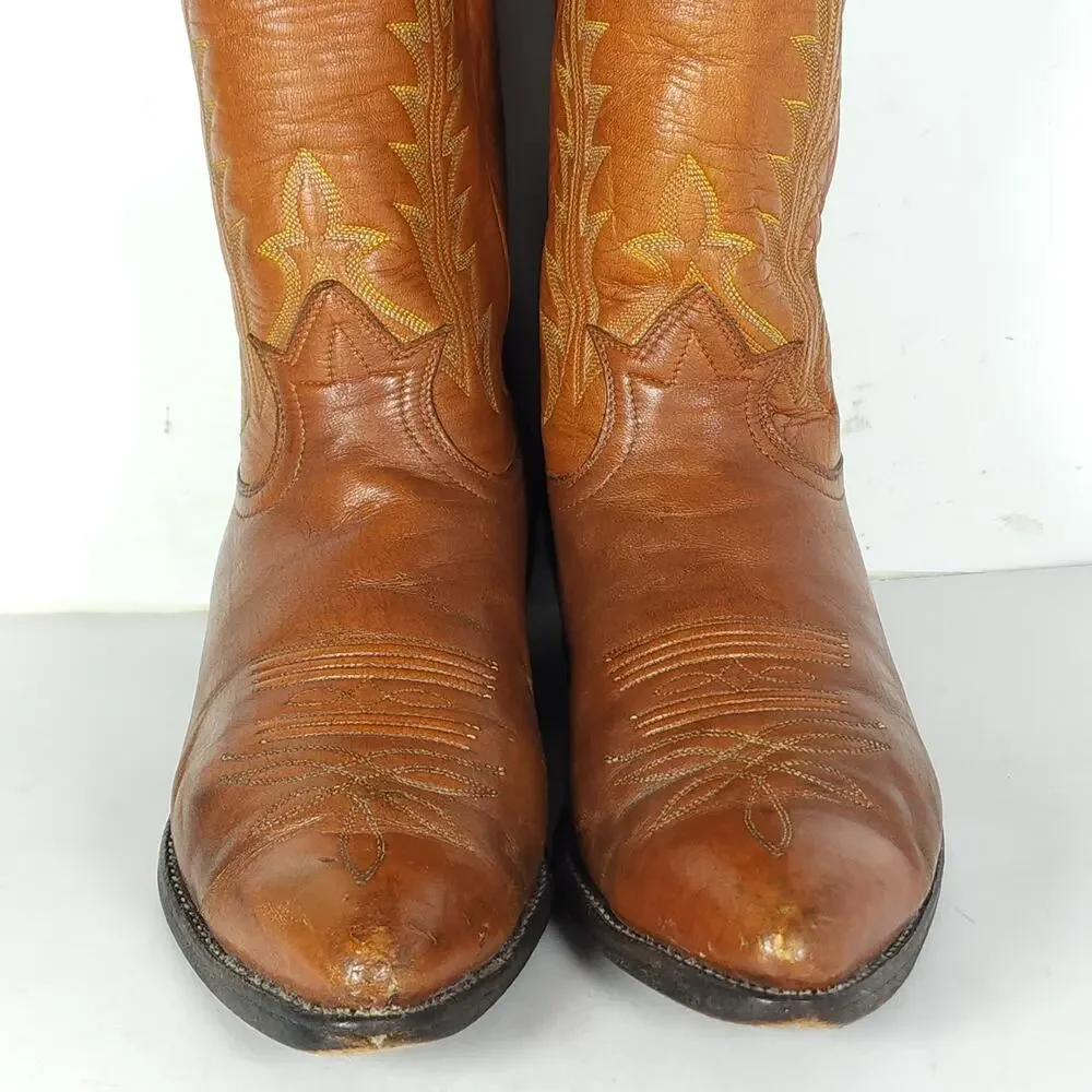 Vintage Tony Lama 0501 Men's US8D Brown Leather Western Ranch Boots